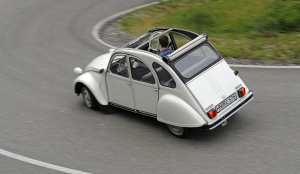 Four wheels under an umbrella